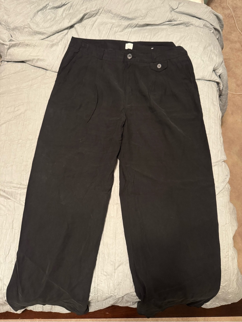 Women’s Pleated Black Wide-Leg Casual Trousers